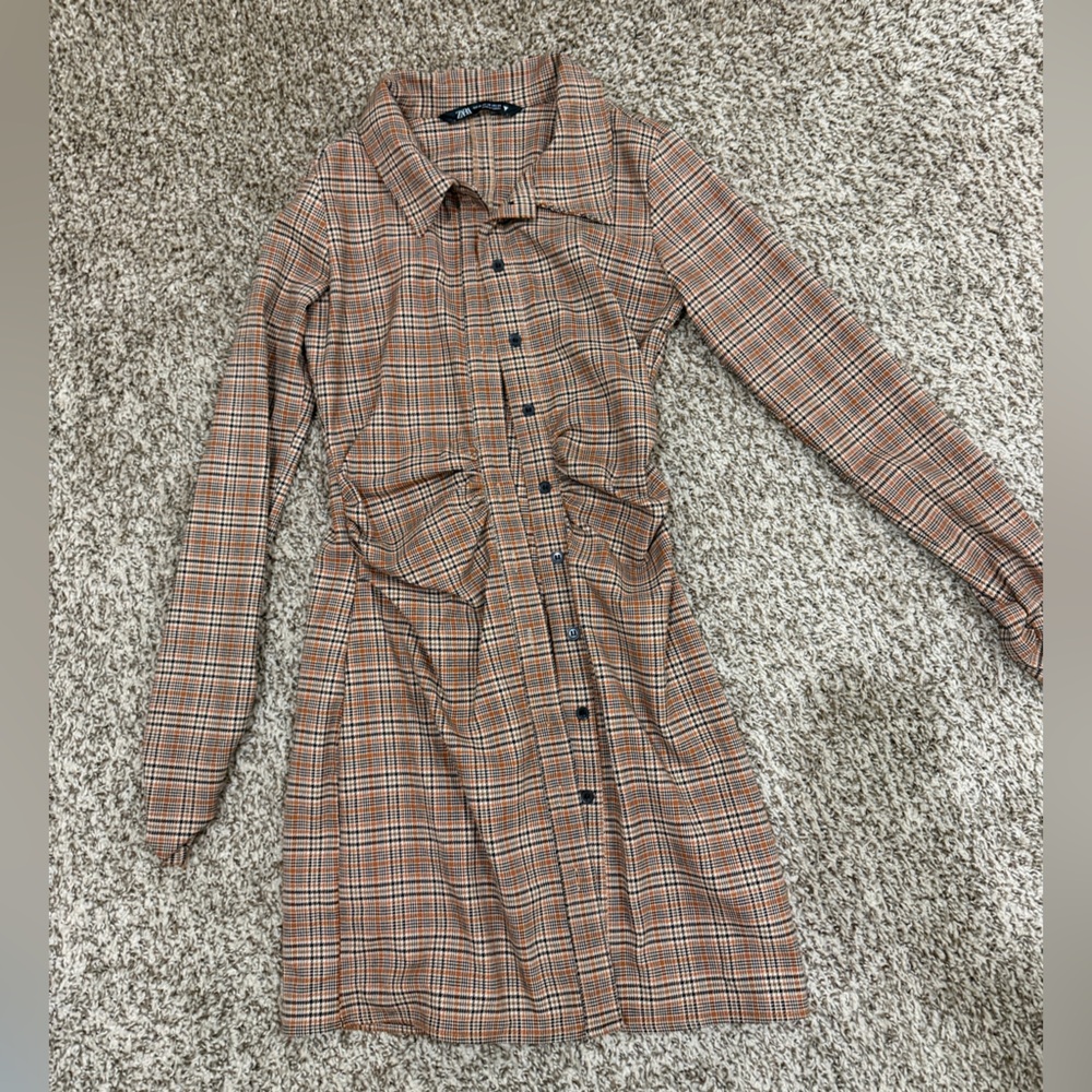 Zara Plaid button down dress